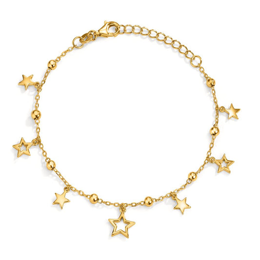 Pulsera Plata Circonita Amarillo Dorado estrella 16-19 cm