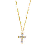 Collar Plata Circonita Amarillo Dorado Cruz 40-45 cm