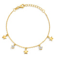Pulsera Plata Circonita 2 piedras Amarillo Dorado estrella