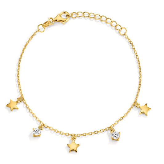 Pulsera Plata Circonita 2 piedras Amarillo Dorado estrella 16-19 cm