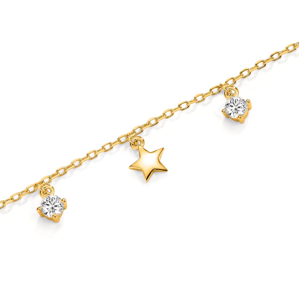 Pulsera Plata Circonita 2 piedras Amarillo Dorado estrella