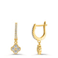 Pendientes Plata Circonita Amarillo Dorado Flor
