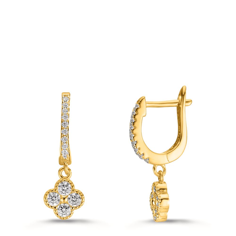 Pendientes Plata Circonita Amarillo Dorado Flor