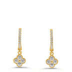 Pendientes Plata Circonita Amarillo Dorado Flor