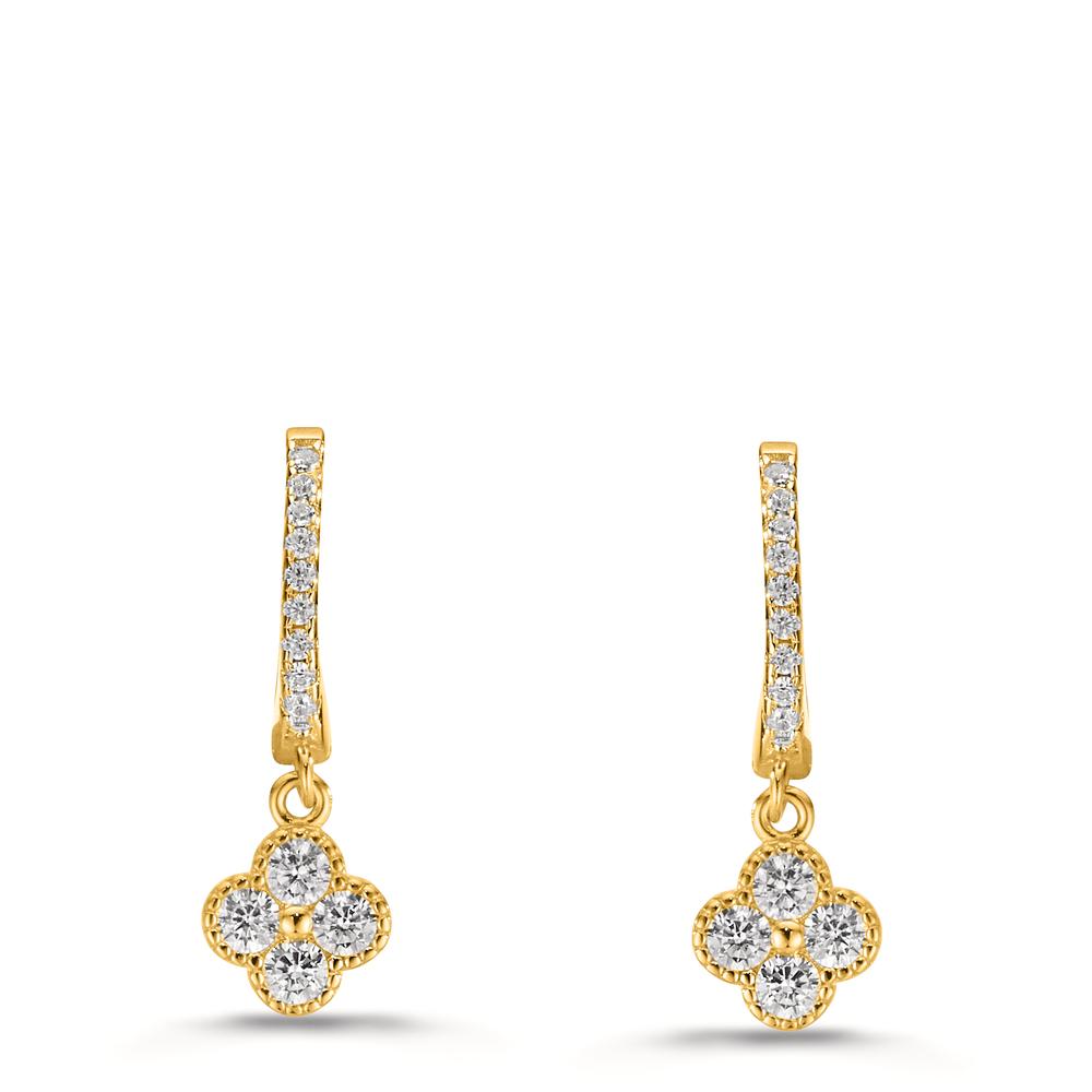 Pendientes Plata Circonita Amarillo Dorado Flor