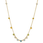Collar 750/oro amarillo de 18 quilates Citrino 0.20 ct, 2 piedras, Amatista verde, 0.30 ct, 4 piedras, Peridoto 0.13 ct, 2 piedras, Topacio 0.43 ct, 3 piedras, Cuarzo 0.12 ct, 2 piedras 40-45 cm