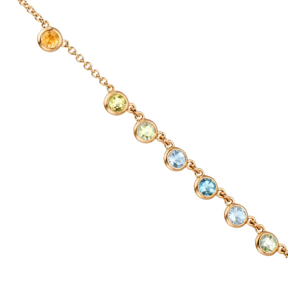 Collar 750/oro amarillo de 18 quilates Citrino 0.20 ct, 2 piedras, Amatista verde, 0.30 ct, 4 piedras, Peridoto 0.13 ct, 2 piedras, Topacio 0.43 ct, 3 piedras, Cuarzo 0.12 ct, 2 piedras 40-45 cm