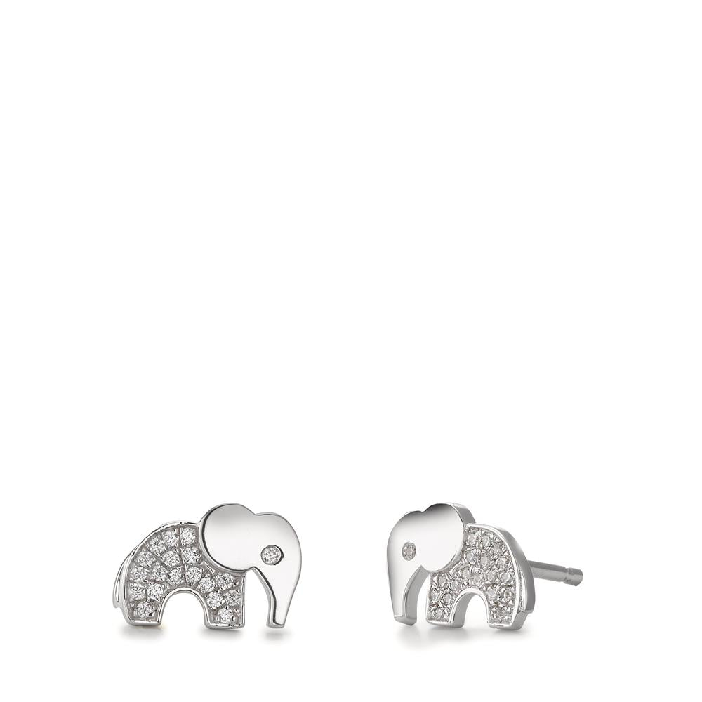 Pendientes Plata Circonita Rodio plateado Elefante