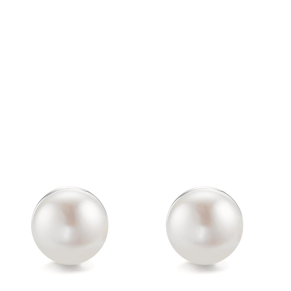 Pendientes Plata Rodio plateado Perla cultivada de agua dulce, 2 Perlas, 11 mm Ø11 mm