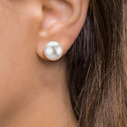 Pendientes Plata Rodio plateado Perla cultivada de agua dulce, 2 Perlas, 11 mm Ø11 mm