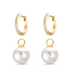 Aro con bisagra Plata Circonita 18 piedras Amarillo Dorado [shining Pearls], 2 Perlas, 10 mm