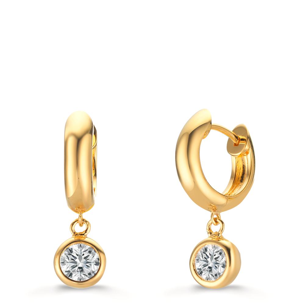 Aro con bisagra Plata Circonita 2 piedras Amarillo Dorado