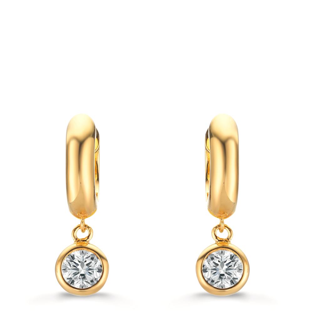 Aro con bisagra Plata Circonita 2 piedras Amarillo Dorado