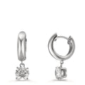 Aro con bisagra Plata Circonita 2 piedras, 6 mm Rodio plateado