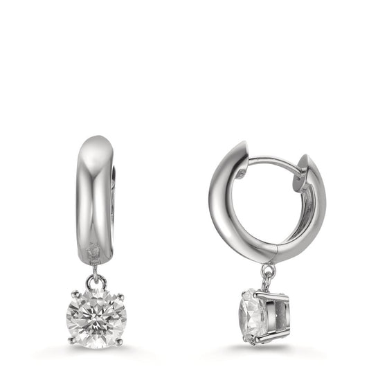 Aro con bisagra Plata Circonita 2 piedras, 6 mm Rodio plateado