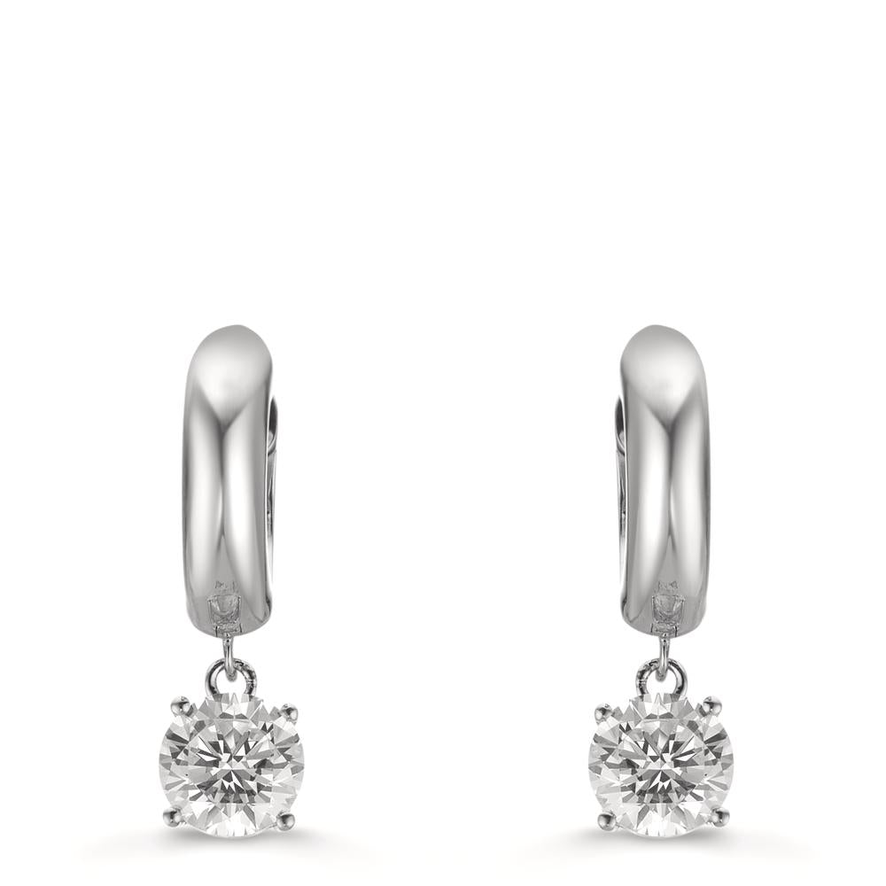 Aro con bisagra Plata Circonita 2 piedras, 6 mm Rodio plateado