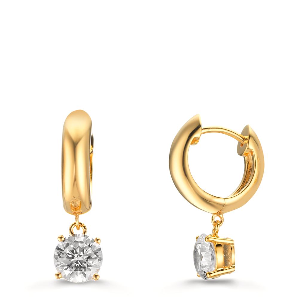 Aro con bisagra Plata Circonita 2 piedras, 6 mm Amarillo Dorado