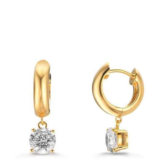 Aro con bisagra Plata Circonita 2 piedras, 6 mm Amarillo Dorado