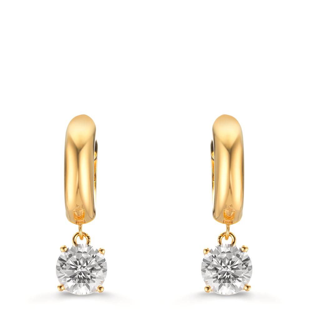 Aro con bisagra Plata Circonita 2 piedras, 6 mm Amarillo Dorado