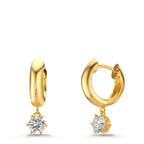 Aro con bisagra Plata Circonita 2 piedras, 5 mm Amarillo Dorado