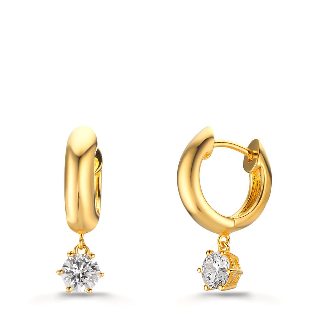 Aro con bisagra Plata Circonita 2 piedras, 5 mm Amarillo Dorado