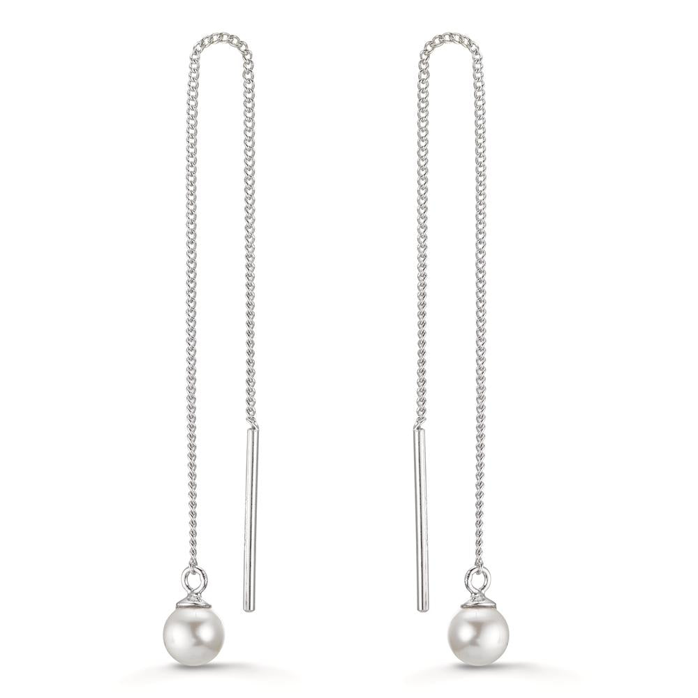 Aretes Plata Rodio plateado [shining Pearls], 2 Perlas, 5 mm