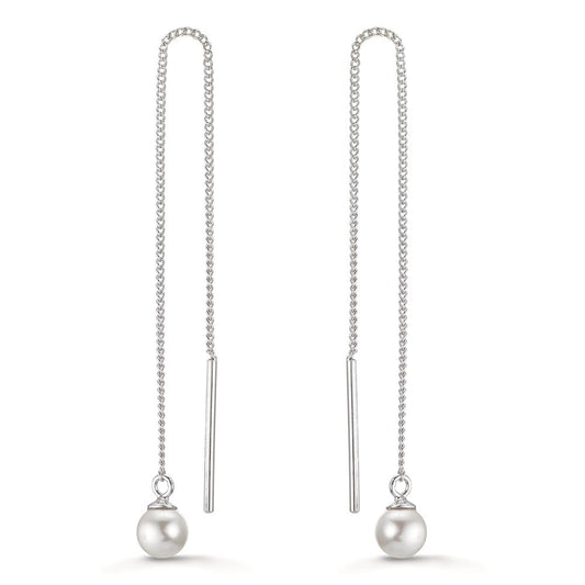 Aretes Plata Rodio plateado [shining Pearls], 2 Perlas, 5 mm