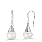 Pendientes Plata Rodio plateado Perla cultivada de agua dulce, 2 Perlas, 9 mm