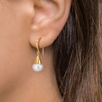 Pendientes Plata Amarillo Dorado Perla cultivada de agua dulce, 2 Perlas, 9 mm