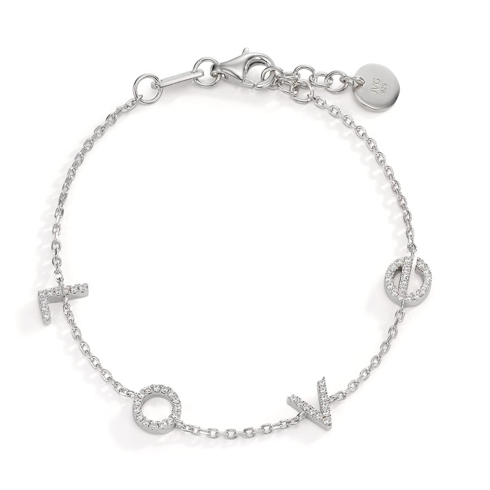 Pulsera Plata Circonita Rodio plateado 16-18 cm