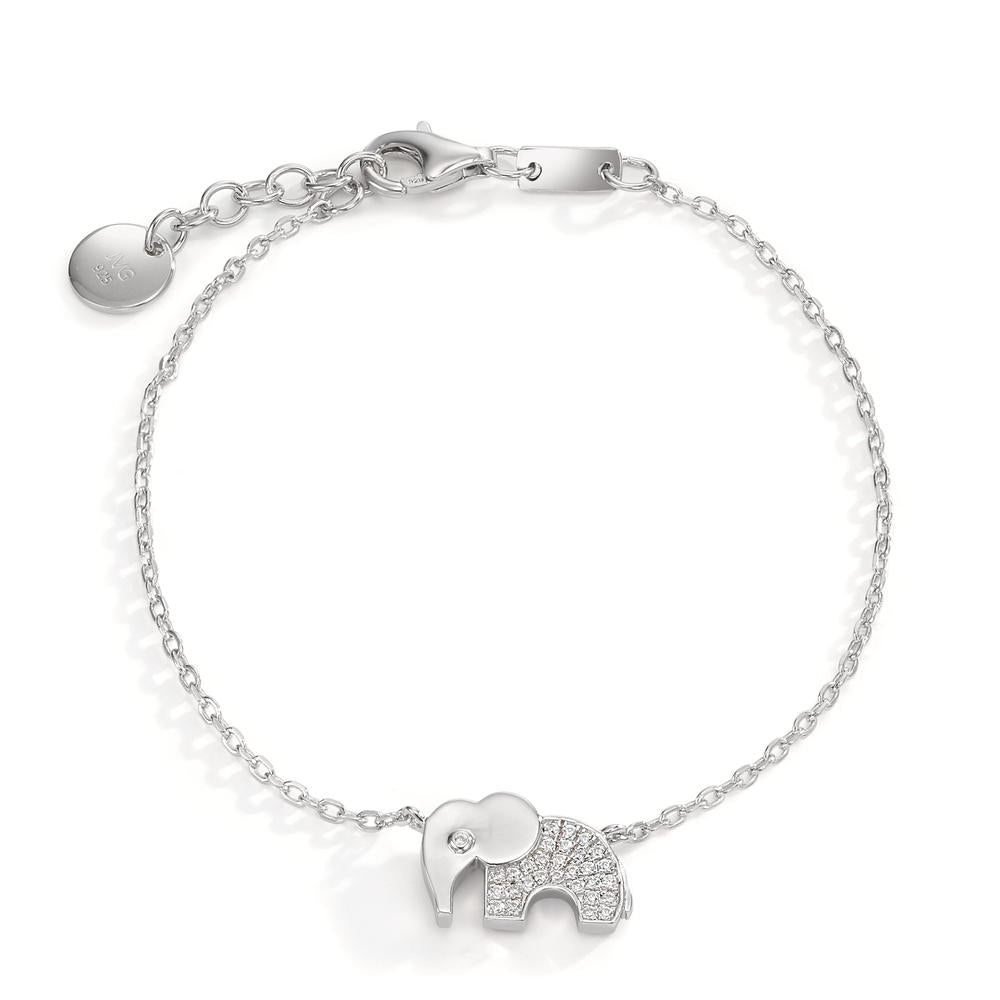 Pulsera Plata Circonita Rodio plateado Elefante 16-18 cm