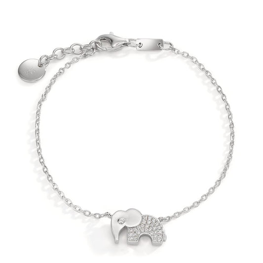 Pulsera Plata Circonita Rodio plateado Elefante 16-18 cm