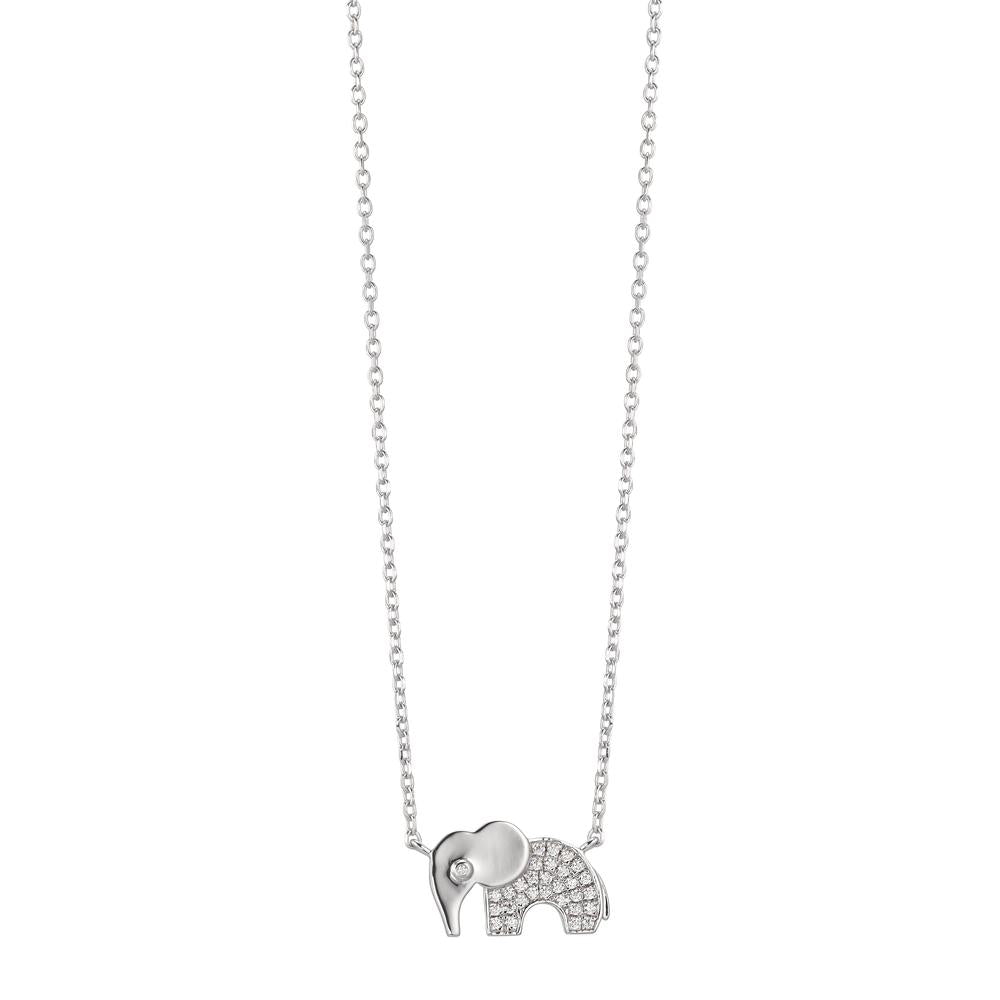 Collar Plata Circonita Rodio plateado Elefante 40-43 cm