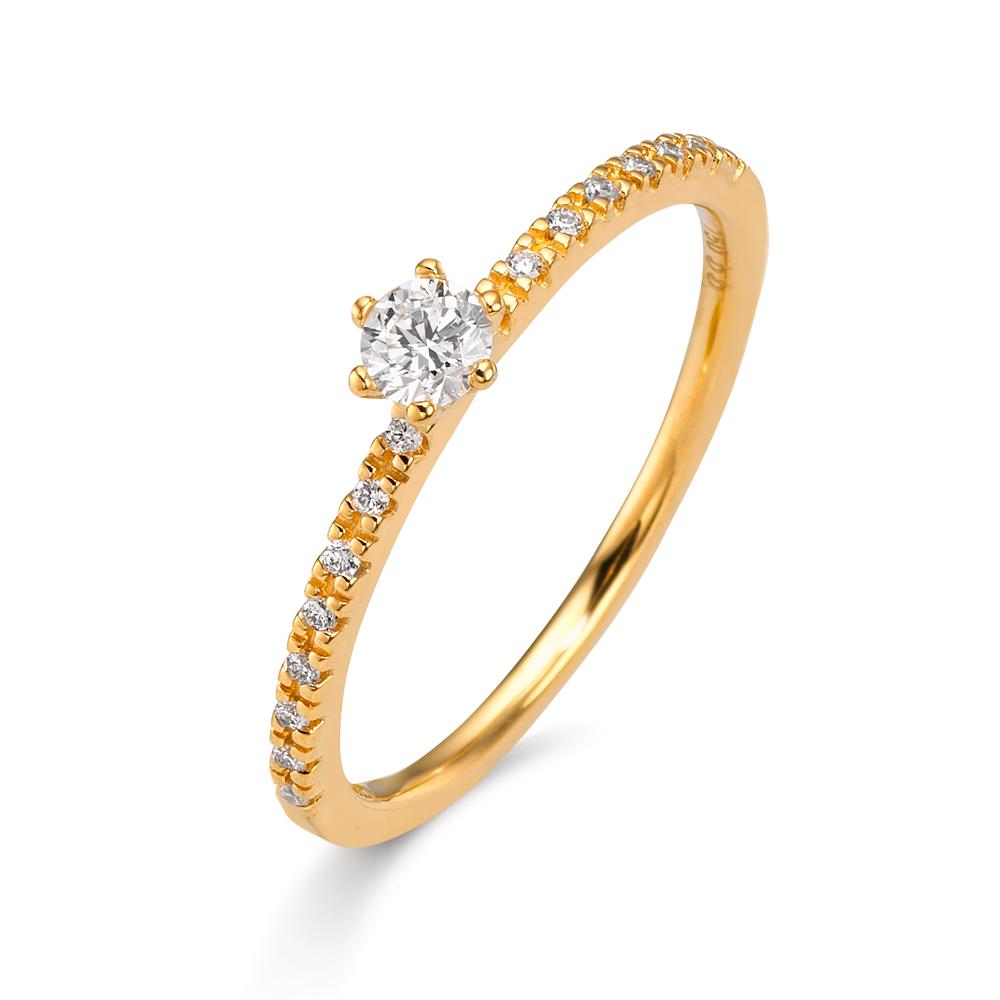 Anillo solitario 750/oro amarillo de 18 quilates Diamante 0.20 ct, 17 piedras, [Brillant], w-si