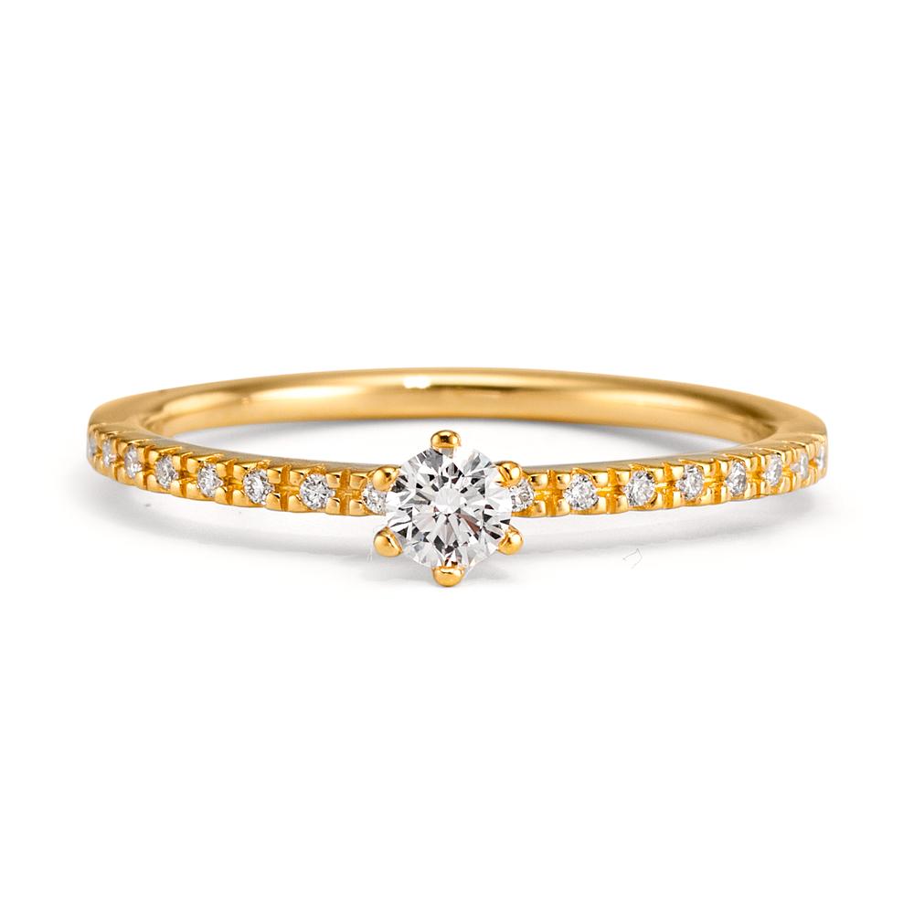 Anillo solitario 750/oro amarillo de 18 quilates Diamante 0.20 ct, 17 piedras, [Brillant], w-si