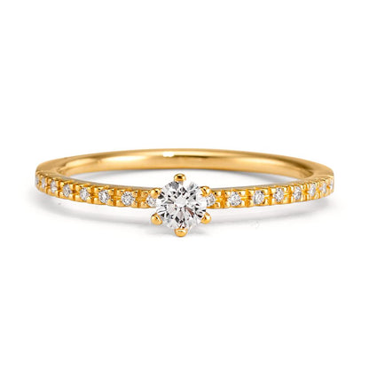 Anillo solitario 750/oro amarillo de 18 quilates Diamante 0.20 ct, 17 piedras, [Brillant], w-si