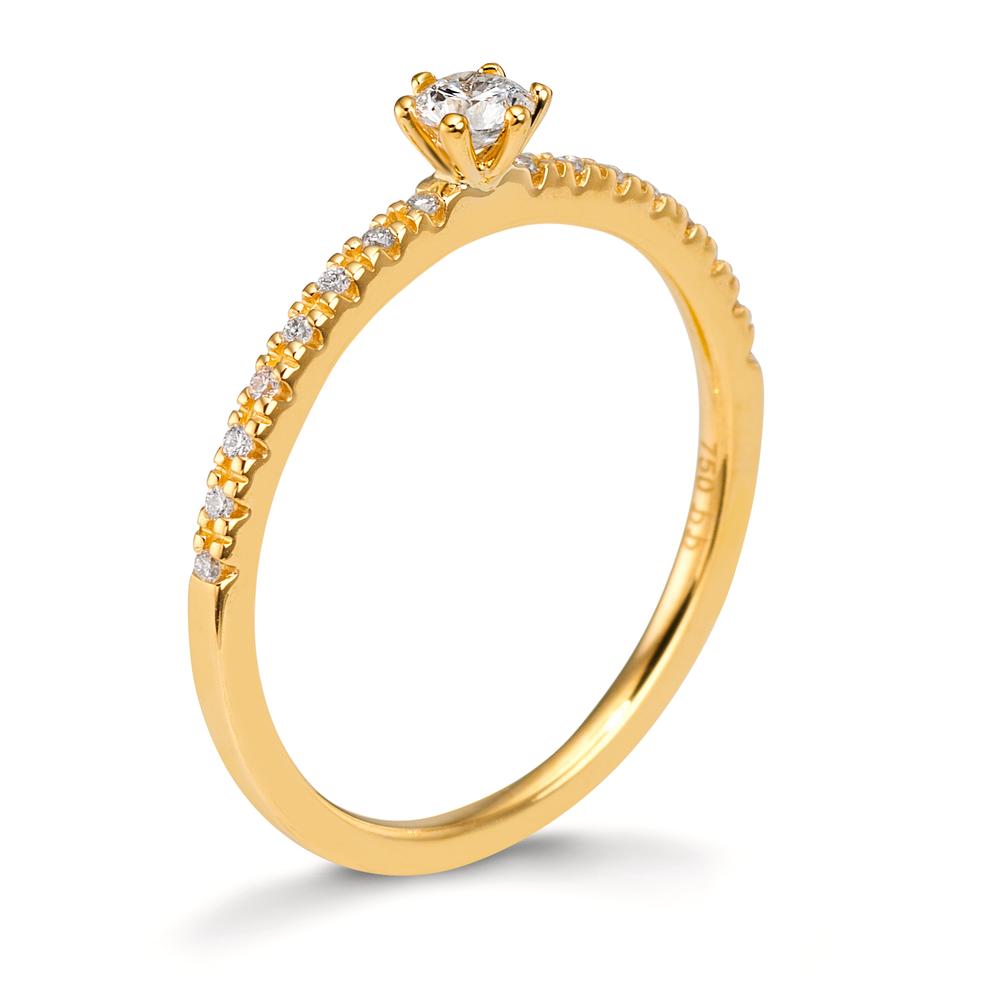 Anillo solitario 750/oro amarillo de 18 quilates Diamante 0.20 ct, 17 piedras, [Brillant], w-si