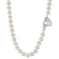 Collar Plata Rodio plateado Perla cultivada de agua dulce 6-7 mm Corazón 45 cm
