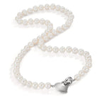 Collar Plata Rodio plateado Perla cultivada de agua dulce 6-7 mm Corazón 45 cm