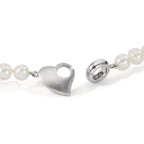 Collar Plata Rodio plateado Perla cultivada de agua dulce 6-7 mm Corazón 42 cm