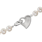Collar Plata Rodio plateado Perla cultivada de agua dulce 6-7 mm Corazón 42 cm