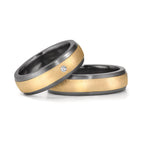 Anillo de pareja 999 tantalio, Oro amarillo de 585/14 kt. Diamante 0.03 ct, w-si