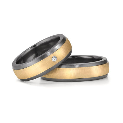 Anillo de pareja 999 tantalio, Oro amarillo de 585/14 kt.