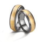 Anillo de pareja 999 tantalio, Oro amarillo de 585/14 kt. Diamante 0.03 ct, w-si