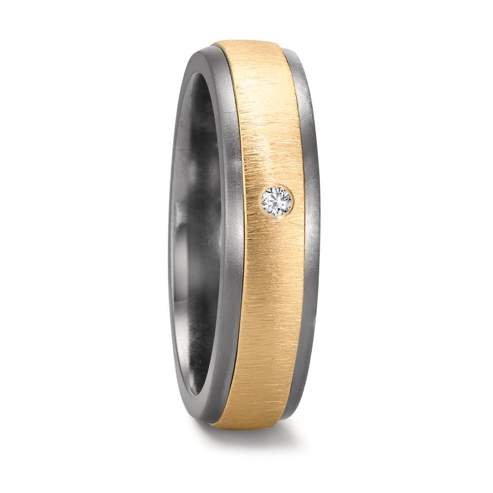 Anillo de pareja 999 tantalio, Oro amarillo de 585/14 kt. Diamante 0.03 ct, w-si