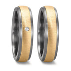Anillo de pareja 999 tantalio, Oro amarillo de 585/14 kt. Diamante 0.03 ct, w-si