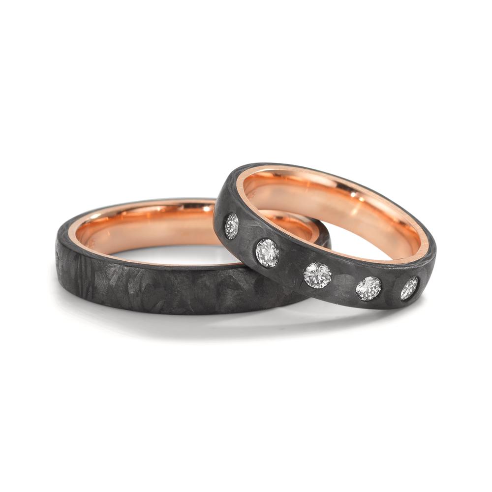 Anillo de pareja Carbón, Oro rojo de 585/14 kt.