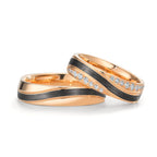 Anillo de pareja oro rosa de 585/14 kt, Carbón