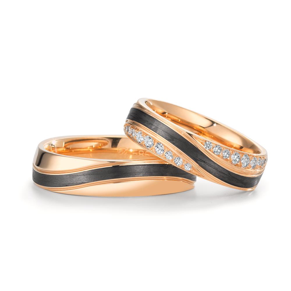 Anillo de pareja oro rosa de 585/14 kt, Carbón