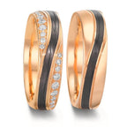 Anillo de pareja oro rosa de 585/14 kt, Carbón